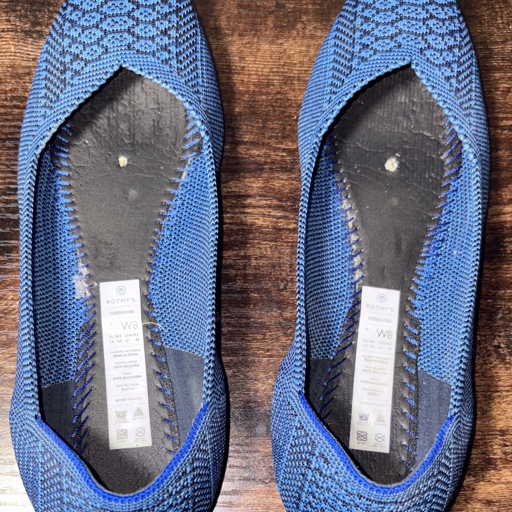 Rothy's women's Blue Knit Pointed-Toe Flats with Subtle Pattern size W8 - Picture 11 of 11